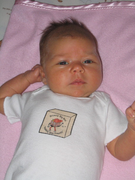 Newborn Kaylee Rose with Browny Onsie